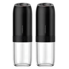Deerma - Elektromos Daráló Készlet (YM01) - Sóhoz és Borshoz, Automatikus Adagolás, Állítható Szemcseméret, Kerámia Mag, 350ml - Fekete