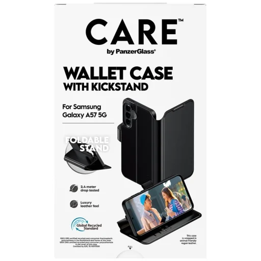 Samsung Galaxy A57 5G CARE by PanzerGlass Feature Wallet Kickstand fekete tok - 3