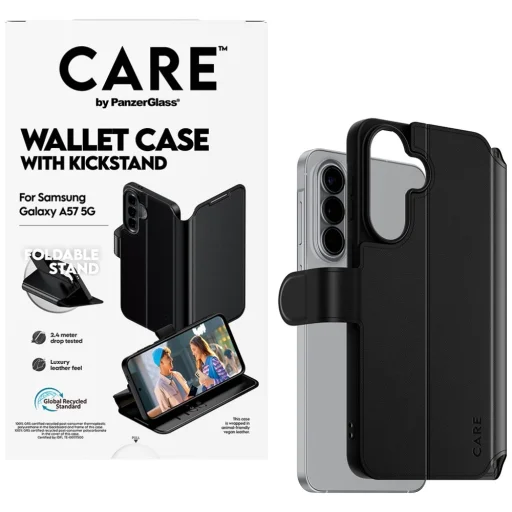 Samsung Galaxy A57 5G CARE by PanzerGlass Feature Wallet Kickstand fekete tok - 6