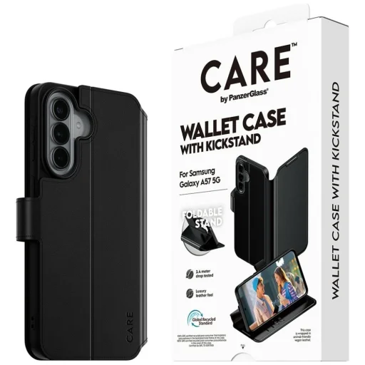 Samsung Galaxy A57 5G CARE by PanzerGlass Feature Wallet Kickstand fekete tok - 7