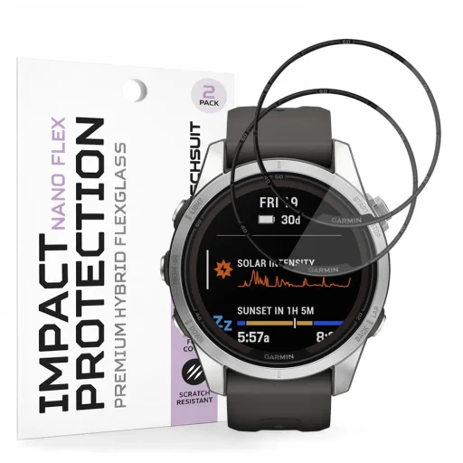Garmin Fenix 7S Pro Solar Fekete Techsuit Nano Flex üvegfólia (2 darab) - 1