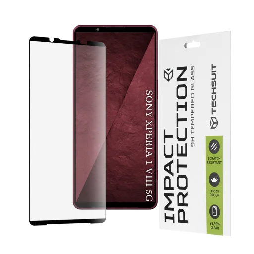 Sony Xperia 1 VIII Techsuit - 111D Celoplošné / Full Glue Čierne tvrdené sklo - 1