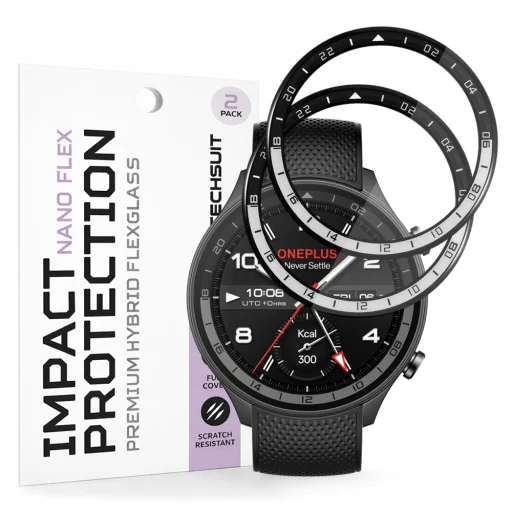 OnePlus Watch 2R Čierne Techsuit Nano Flex ochranné sklo (2 balenia) - 1