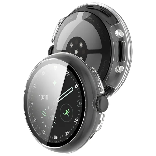 Google Pixel Watch 4 45mm Priehľadný Techsuit Defense360 Pro + puzdro s ochranou displeja - 3