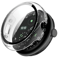 Google Pixel Watch 4 45mm Priehľadný Techsuit Defense360 Pro + puzdro s ochranou displeja
