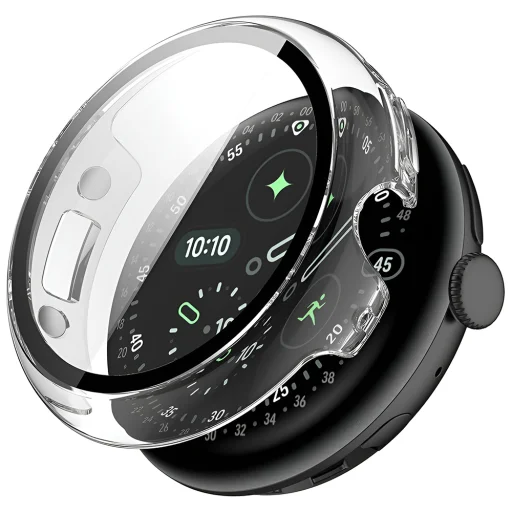 Google Pixel Watch 4 45mm Priehľadný Techsuit Defense360 Pro + puzdro s ochranou displeja - 1