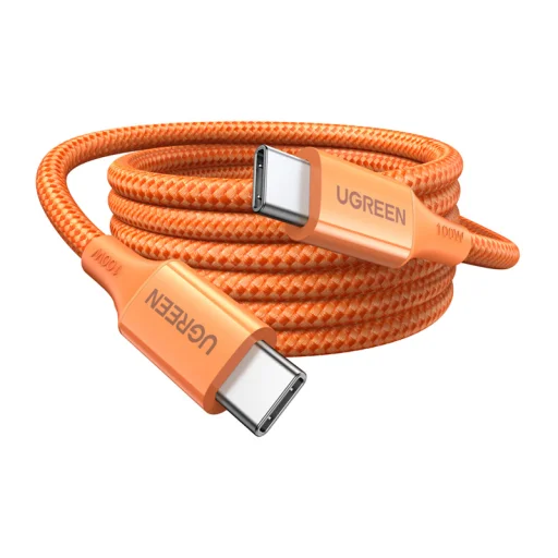 UGREEN L502 USB-C – USB-C nylonový opletený kábel, Power Delivery 5 A, oranžový, 1 m - 2