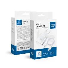 Blue Star USB-A 1A 5W sieťový nabíjací adaptér + USB-A – Lightning kábel TFK-TC-1100B biely