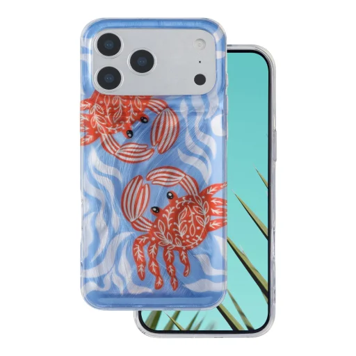 iPhone 17 Pro Max Ultra Trendy nyári rák mintás kék tok - 1