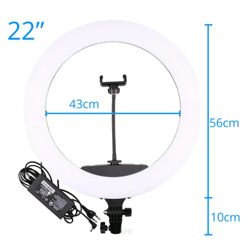 56cm G-90 čierne LED kruhové svetlo, kruhová lampa, ringlight so statívom - 8