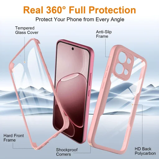 Oppo A6 Pro 4G Rózsaszín Techsuit - ColorVerse 360 Series + Kijelzővédő tok - 2