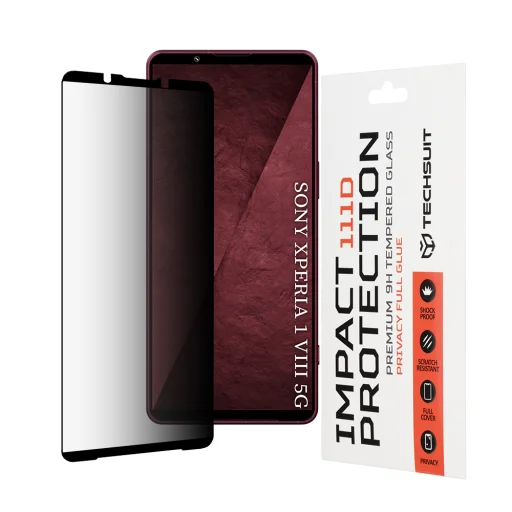 Sony Xperia 1 VIII Čierne Techsuit - 111D Privacy Full Glue ochranné sklo - 1