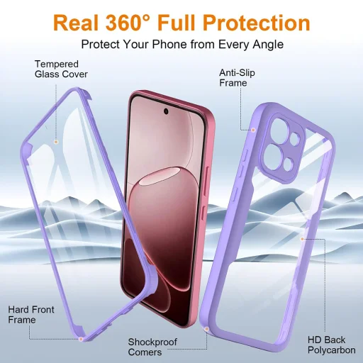 Oppo A6 Pro 4G Lila Techsuit ColorVerse 360 sorozat + képernyővédő tok - 2
