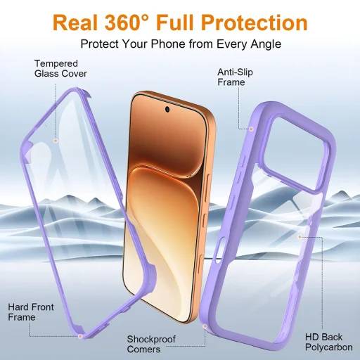 Honor 600 / 600 Pro fialové puzdro Techsuit ColorVerse 360 séria + ochrana displeja - 2