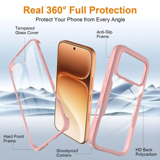 Honor 600 / 600 Pro Rózsaszín Techsuit ColorVerse 360 Series + kijelzővédő tok - 2