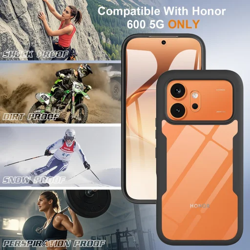 Honor 600 / 600 Pro Fekete Techsuit - ColorVerse 360 Series + Kijelzővédő tok - 6