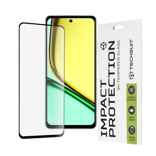 Techsuit - 111D Full Cover / Full Glue Glass - Realme C67 4G - Fekete üvegfólia üvegfólia - 1