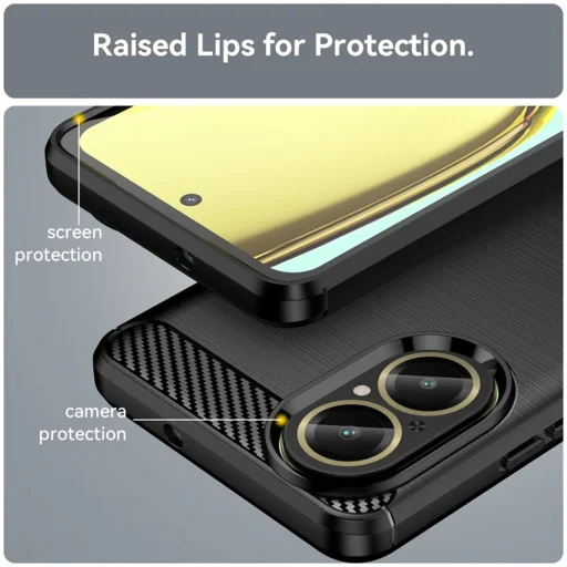 Techsuit - Carbon Silicone - Realme C67 4G - Fekete tok - 6