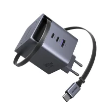 Sieťová nabíjačka UGREEN X616 (65828), 100W, 5A, 1 x USB-A - 3 x USB-C, s USB-C káblom, Sivá