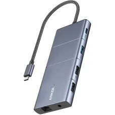USB-C Hub Anker PowerExpand, 1 x USB-A 3.2 - 2 x USB-A - 2 x USB-C - 1 x Display Port - 1 x HDMI - 1 x Jack 3.5mm - 1 x RJ45 - 1 x SD - 1 x microSD, Szürke