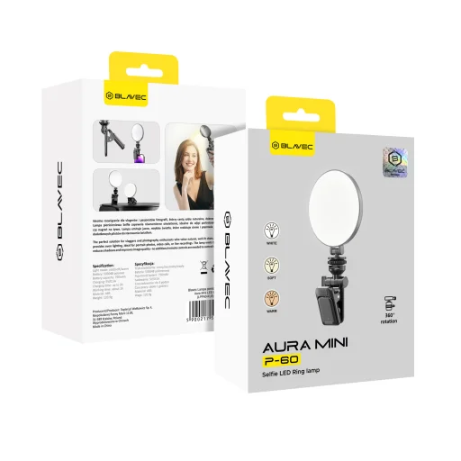 Blavec Selfie Ring lamp Aura Mini LED P-60 csipeszes fekete - 7