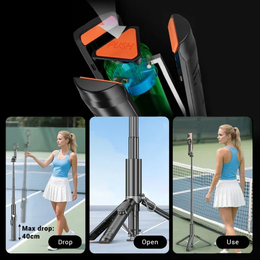 Blavec Selfie tyč Aluminium Fusion P-12 Magsafe Auto pop statív + diaľkové ovládanie 1,60 metra (SSFP12-MTRAPB160) čierna - 5