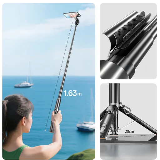 Blavec Selfie tyč Aluminium Fusion P-12 Magsafe Auto pop statív + diaľkové ovládanie 1,60 metra (SSFP12-MTRAPB160) čierna - 6