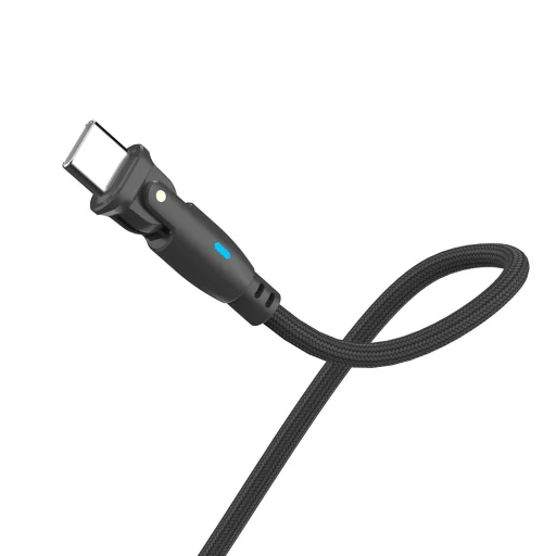 3mk - Dátový kábel Hyper N-Series - Type-C na Type-C, 90-stupňový kábel, 100W, 20V/5A, 1m - Čierny - 2