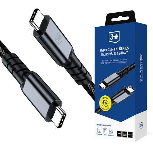 3mk - Dátový kábel séria Hyper N - Thunderbolt 4, 48V/5A, 40Gb/s, 240W, 8K@60Hz, 2m - Čierny - 1