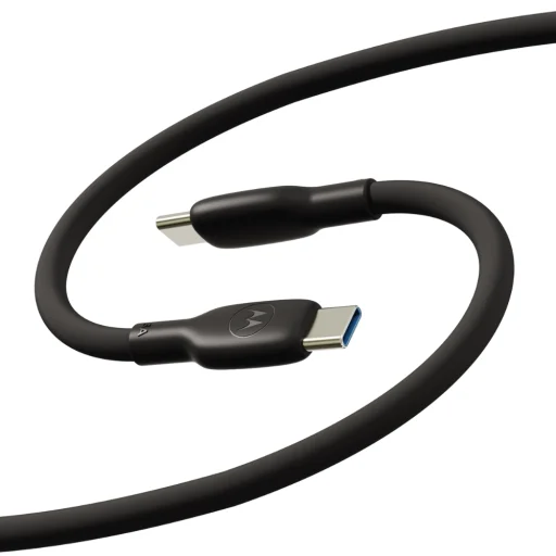 Motorola silikónový USB-C – USB-C kábel 2 m 5 A čierny - 1