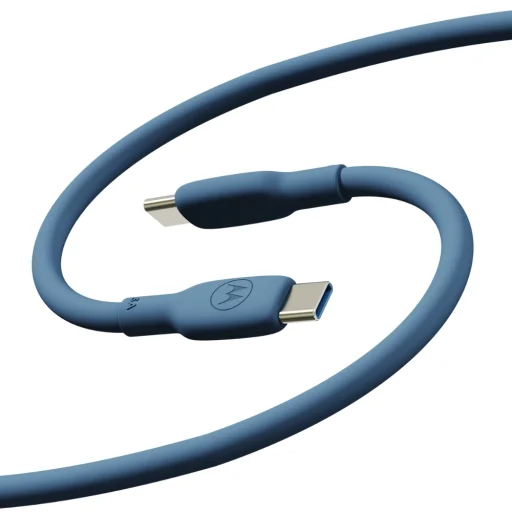 Motorola silikónový USB-C – USB-C kábel 2 m 5 A modrý - 1