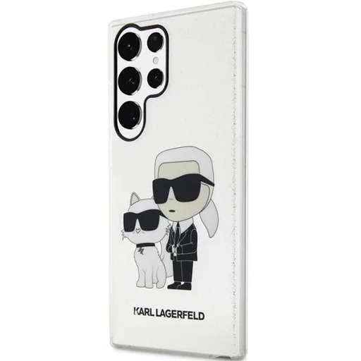 Samsung Galaxy S23 Ultra priehľadný pevný kryt trblietavý Karl & Choupette kryt - 2