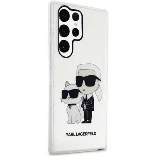 Samsung Galaxy S23 Ultra priehľadný pevný kryt trblietavý Karl & Choupette kryt - 4