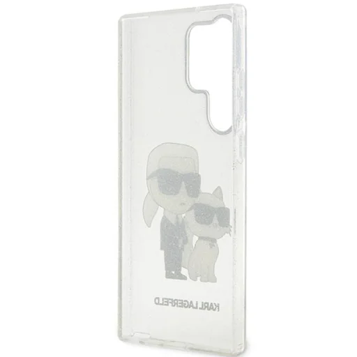 Samsung Galaxy S23 Ultra priehľadný pevný kryt trblietavý Karl & Choupette kryt - 7