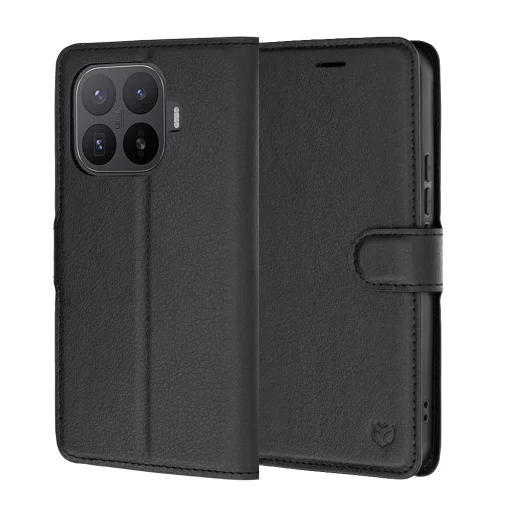 Xiaomi 17T Pro čierne kožené flipové puzdro Techsuit - 1