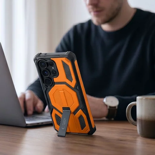 Samsung Galaxy S26 Ultra Tech-Protect MagBlast MagSafe + ochranné sklo 2-balenie čierno-oranžové puzdro - 9
