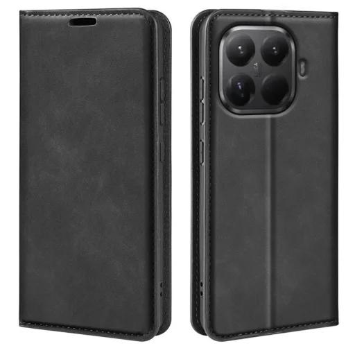 Xiaomi 17T retro vzorované puzdro na telefón z PU kože s magnetickým zapínaním (čierne) puzdro - 1