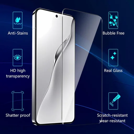 Xiaomi 17T 5G készülékhez Kalebol teljes felületet fedő, ujjlenyomatálló, fekete szegélyes, edzett üvegfólia - 3
