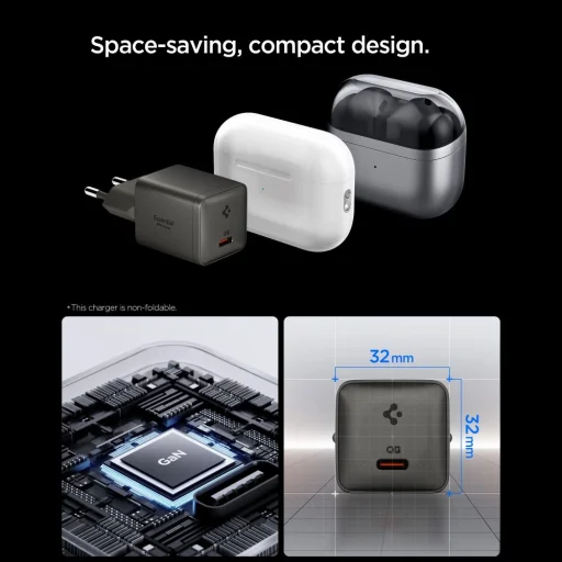Spigen Essential EE301EU-GAN 1-portový 30W GaN sieťový nabíjací adaptér gunmetal - 4
