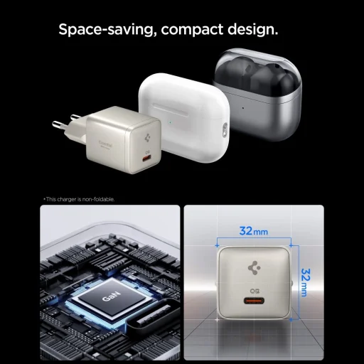 Spigen Essential EE301EU-GAN 1-portový 30W sieťový nabíjací adaptér USB-C prírodný titán - 4