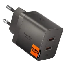 Spigen Essential EE472EU-GAN 47W 2-portový sieťový USB-C nabíjací adaptér tmavosivý