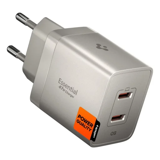 Spigen Essential EE472EU-GAN 2-portový GaN sieťový USB-C nabíjací adaptér 47W prírodný titán - 1