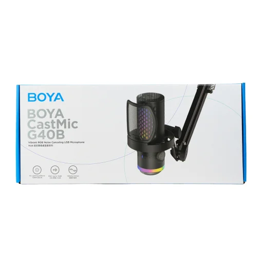 BOYA CastMic G40B drôtový herný mikrofón s ramenom, USB-C - čierny - 5
