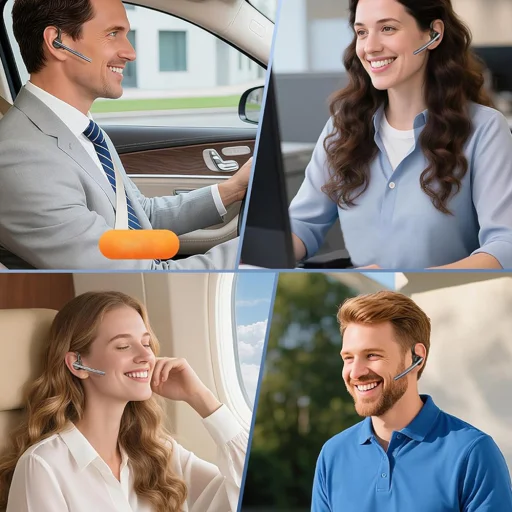 Techsuit - Bluetooth Headset Vocelis Pro (CB4) - Bluetooth 5.0, dizajn s háčikom, mikrofón s potlačením hluku, 500mAh - Modrý - 6