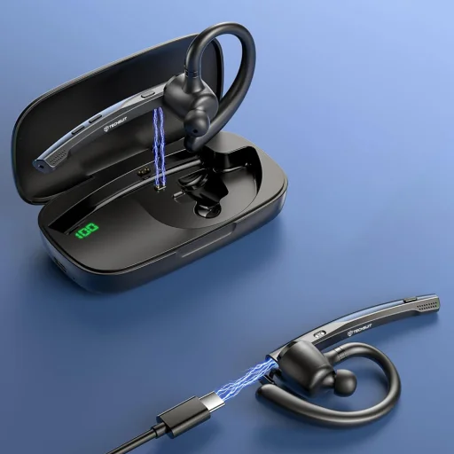 Techsuit - Bluetooth Headset Vocelis Pro (CB4) - Bluetooth 5.0, dizajn s háčikom, mikrofón s potlačením hluku, 500mAh - Modrý - 2