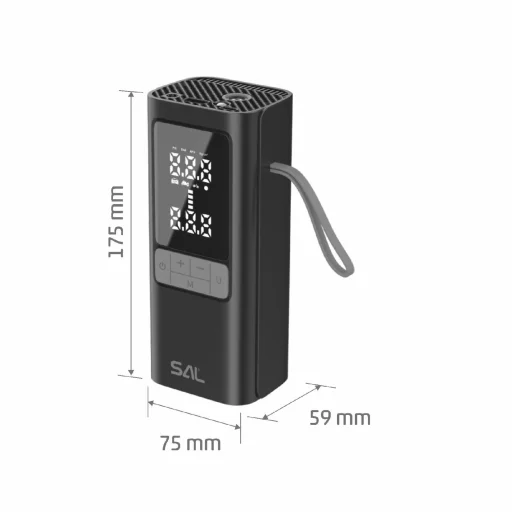 SAL SAAP6 Inteligentná automatická pumpa, digitálny vzduchový kompresor s USB núdzovou nabíjačkou na telefón, LED svetlom, bezdrôtový, nabíjateľný, s darčekovým úložným vreckom. - 5