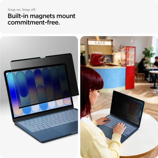 MacBook Neo 13 2026 Spigen SafeView magnetické privátne ochranné sklo - 6
