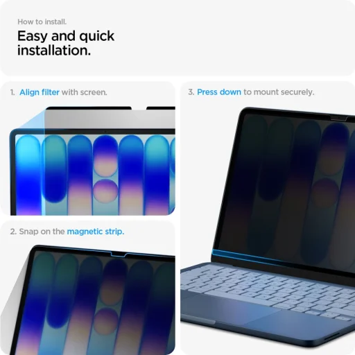 MacBook Neo 13 2026 Spigen SafeView mágneses adatvédelmi üvegfólia - 9