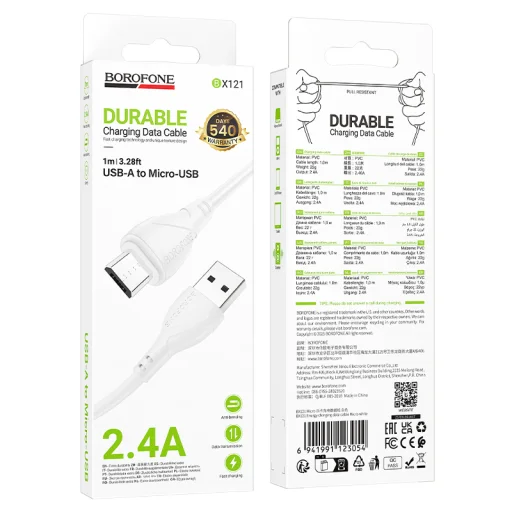 Borofone kábel BX121 Energy - USB - Micro USB - 2,4A 1 meter biely - 4