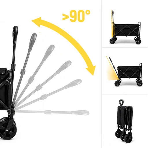 Wozinsky WZP-80 plážový, turistický, záhradný vozík, odolný, široké kolesá, až do 80 kg - čierny - 8